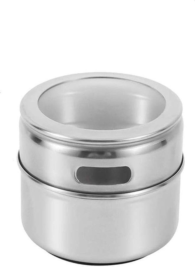 VEDHAK Magnetic Condiment Tins Stainless Steel Spice Jars, Magnetic Spice Jar With Clear Lid And Holes Sift & Pour - Clear Viewing Window Easy To Clean Kitchen Refrigerator. [12 pcs jar] - Image 4
