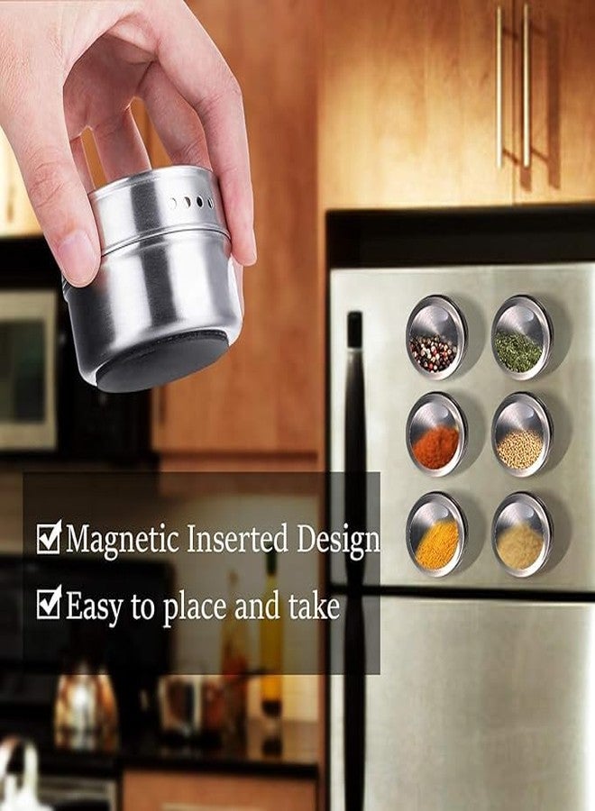 VEDHAK Magnetic Condiment Tins Stainless Steel Spice Jars, Magnetic Spice Jar With Clear Lid And Holes Sift & Pour - Clear Viewing Window Easy To Clean Kitchen Refrigerator. [12 pcs jar] - Image 5