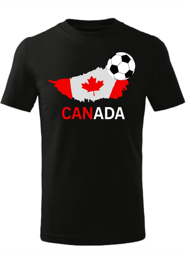 Canada Football Team World Fans printed T shirts Supporting The Team Football Team Jersey T shirts For Men | Women | Kids to win the cup (Black)  - Image 1