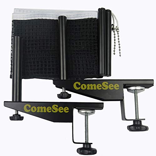 Comesee Professional Table Tennis Ping Pong Net Post Set Strength Screw Clamp with Net Clip Insert, 1.5 Inch Width Grip Holder, Tension and Height Adjustable Easy Set Up (Black) - Image 3