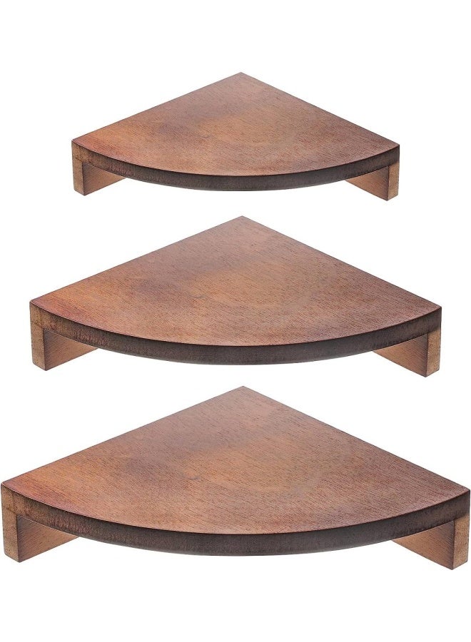 3 Pieces Rustic Wood Corner Shelf Wooden Corner Floating Shelves Corner Wall Shelves Wall Mounted Floating Shelf Tier Wall Corner Shelf For Living Room Bedroom Bathroom Kitchen Office