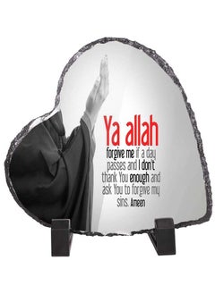 Service Zone Protective Printed White Heart Shape Marble Photo Frame for Table Top Ya Allah Forgive Me If A Day Passes And I Don’t Thank You 