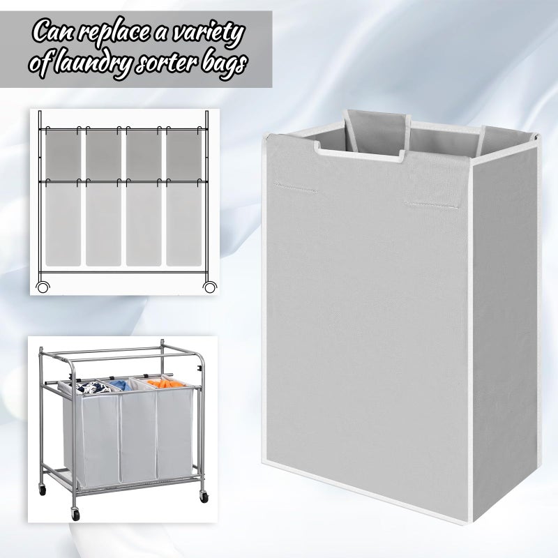 Exclaith 3 Pack Large Laundry Sorter Replacement Bags, Hamper Cart Removable Replacement, Laundry Storage Organizer-Replacement Bags, Gray, Square Shap - Image 4