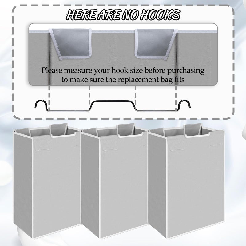 Exclaith 3 Pack Large Laundry Sorter Replacement Bags, Hamper Cart Removable Replacement, Laundry Storage Organizer-Replacement Bags, Gray, Square Shap - Image 3