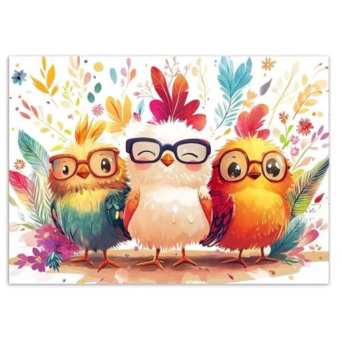 Artipuz 1000 Piece Jigsaw Puzzle for Adults Colorful Funny Chicken 276 x 197 Stress Relief Cognitive Challenge Ideal Mindfulness Gift for Family Game Night Artistic Wall Decor - Image 1