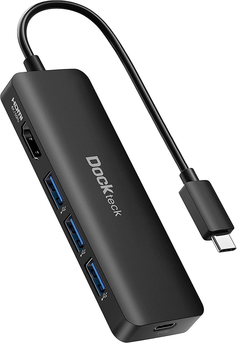Dockteck USB C HUB 4K 60Hz, Dockteck USB-C Multiport Adapter 5 in 1 with 4K HDMI, USB Type C Hub 100W Power Delivery, 3 USB 3.0 Data Port for MacBook Pro/Air M1, iPad Pro 2021, iPad Air 2020 - Image 1