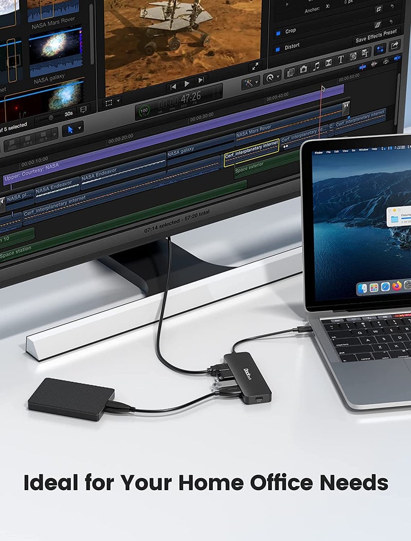 Dockteck USB C HUB 4K 60Hz, Dockteck USB-C Multiport Adapter 5 in 1 with 4K HDMI, USB Type C Hub 100W Power Delivery, 3 USB 3.0 Data Port for MacBook Pro/Air M1, iPad Pro 2021, iPad Air 2020 - Image 5
