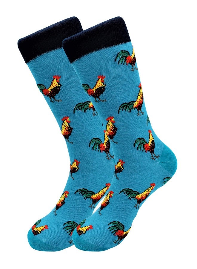 Real Sic Fun Socks for Men and Women - Cozy Cotton Dress Socks with Colorful Designs - Cool, Casual, Pet Patterned (Rooster/Cock) - Image 1
