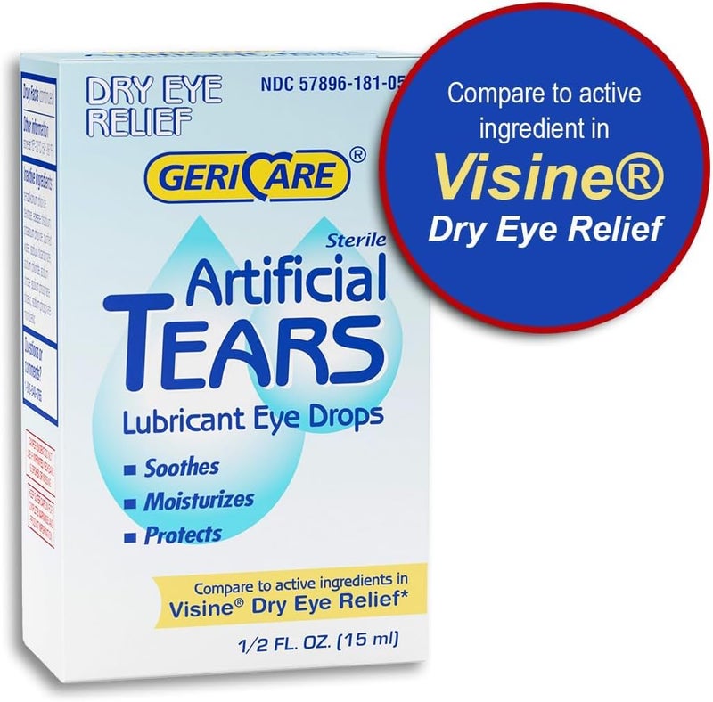 GeriCare Artificial Lubricating Tears Soothing Eye Hydration Drops  Long Lasting Eye Lubricant Formula 05 fl oz Bottle 15ml Pack of 3 - Image 2