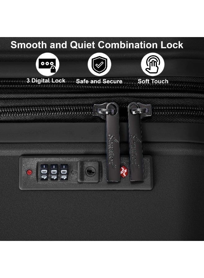 SENATOR Unisex Expandable Hard Case Luggage Lightweight PP Fashion Trolley Luggage with 4 Double Spinner Wheel and Safe Zippers KH1006-BLACK - Image 4