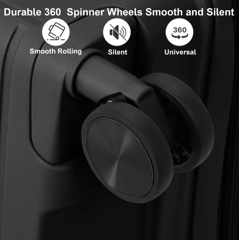 Senator 24 unisex expandable hard case luggage lightweight pp fashion trolley luggage with 4 double spinner wheel and safe zippers kh1006-black  | Best Price UAE