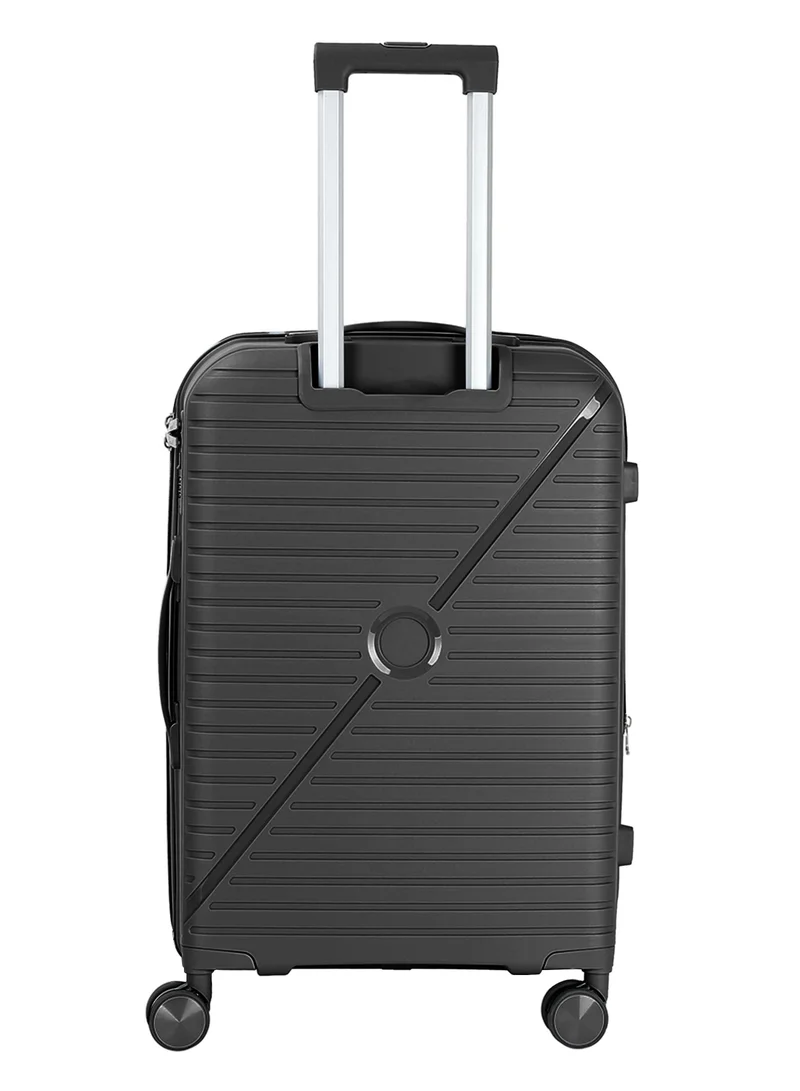 Senator 24 unisex expandable hard case luggage lightweight pp fashion trolley luggage with 4 double spinner wheel and safe zippers kh1006-black  | Best Price UAE