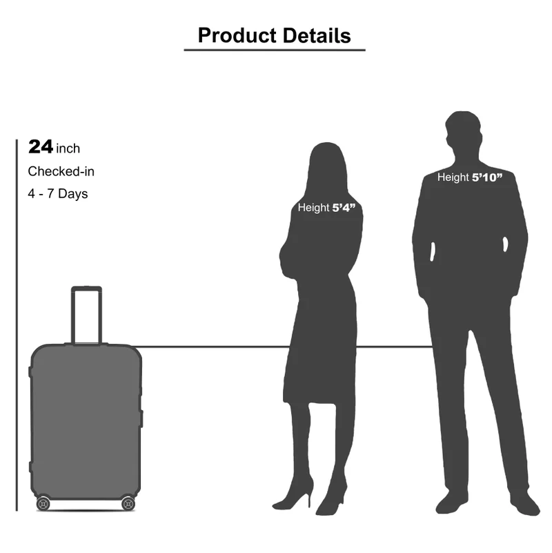 Senator 24 unisex expandable hard case luggage lightweight pp fashion trolley luggage with 4 double spinner wheel and safe zippers kh1006-black  | Best Price UAE