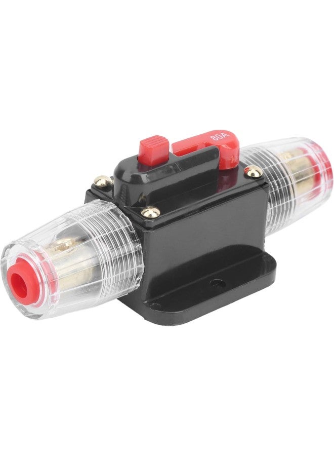 klarako Circuit Breaker Reset Fuse Auto Reset Current Circuit Breaker Switch Audio Amps Overload Protection Fuse Holder with Manual Reset for Car Marine Boat Stereo(80A)