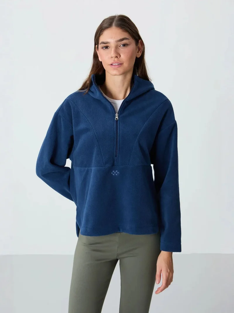 تومي لايف TOMMY Oversized Plush Half-zip Hooded Sweatshirt