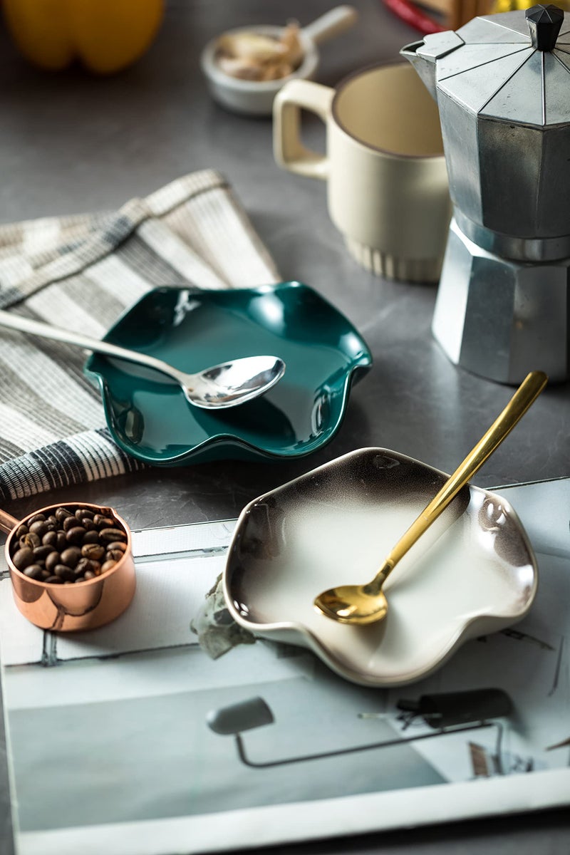 Miamolo Ceramic Spoon Holder for Stove Top, Cute Coffee Spoon Rest with Ruffled Edge for Coffee Bar, Cooking Stove Spoon Holder for Multiple Utensils, Modern Kitchen Decor Housewarming Christmas Gift - Image 5
