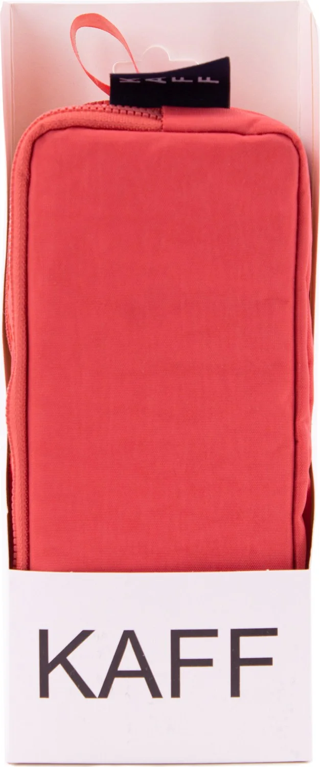 كاف 01105 New Season Coral Color Crinkle Fabric Double Compartment Eyed Pencil Case
