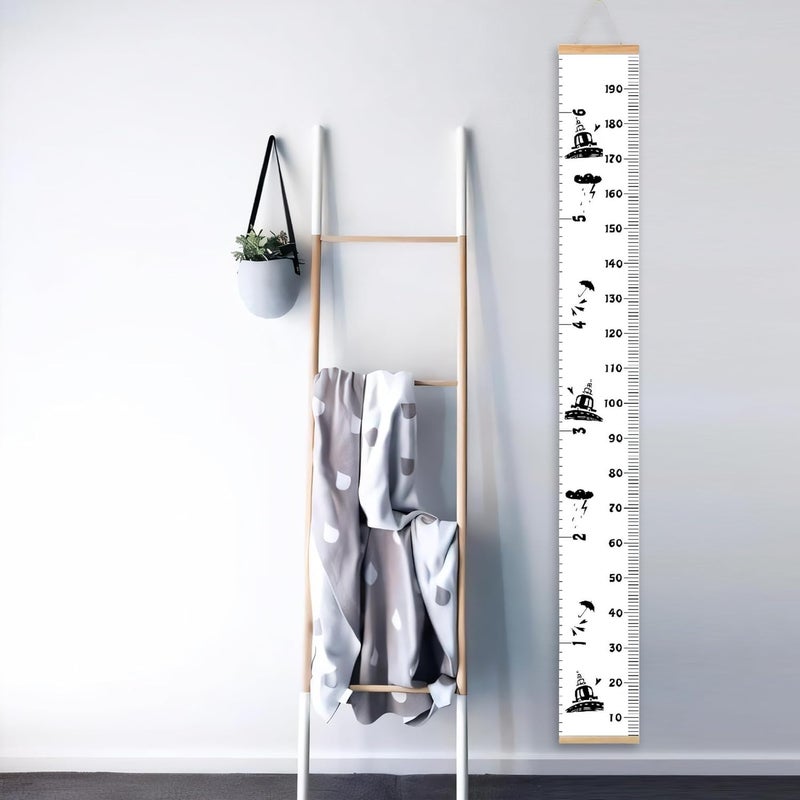 MinoMia Kids Growth Chart, Wood Frame Fabric Canvas Height Measurement Ruler from Baby to Adult for Child's Room Decoration 7.9 x 79in (7.9 x 79in, Black Car) - Image 3