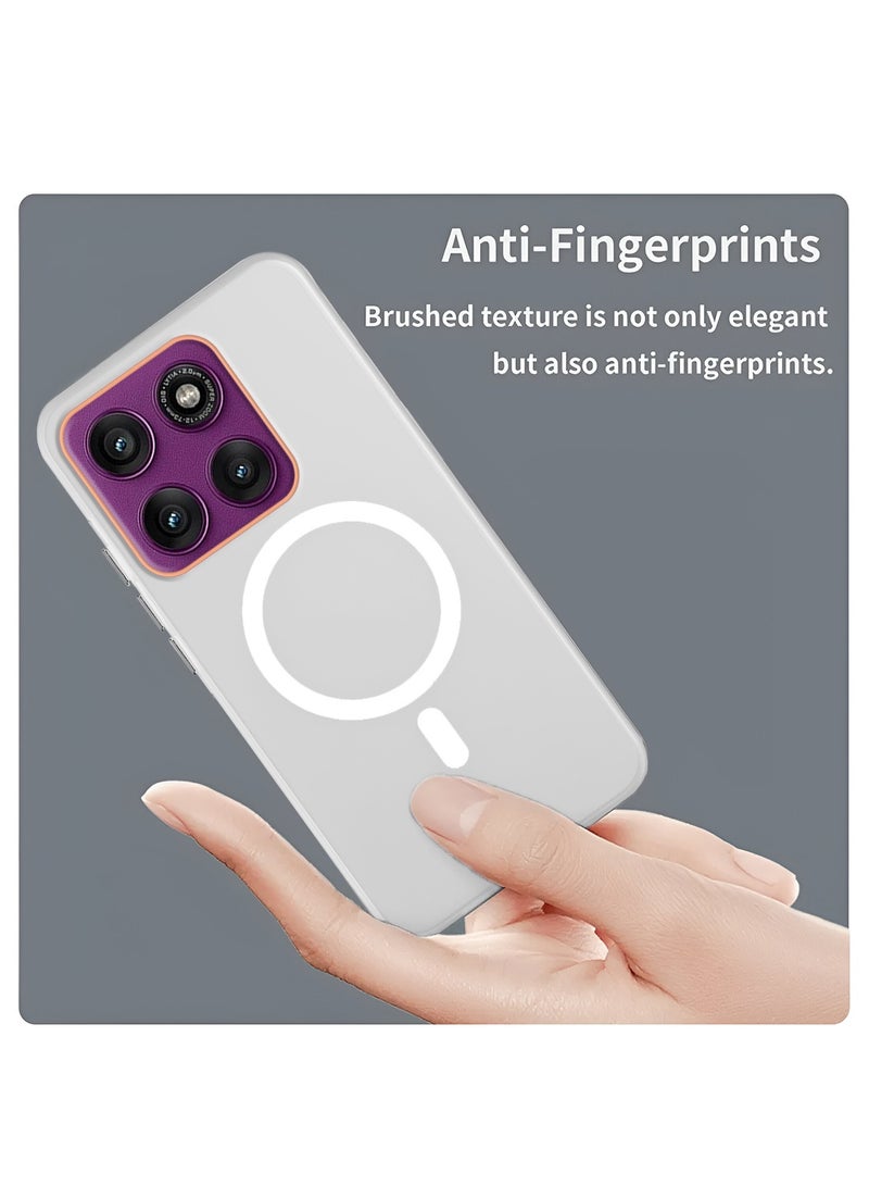 Wtech Motorola Edge 60 Pro 5G 2025 Hybrid Translucent Magsafe with Magnetic Charging Raised Camera Lips Elegant Look Case Cover (MCMPMN) - White - Image 4