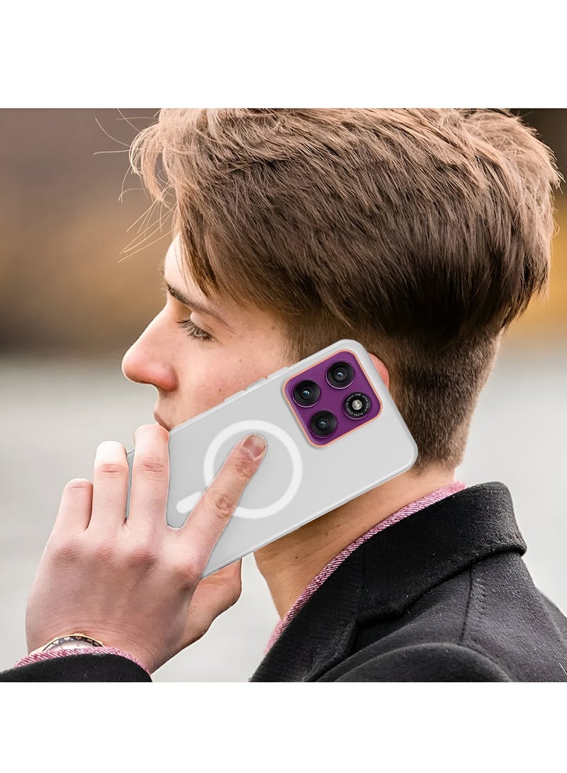 Wtech Motorola Edge 60 Pro 5G 2025 Hybrid Translucent Magsafe with Magnetic Charging Raised Camera Lips Elegant Look Case Cover (MCMPMN) - White - Image 5