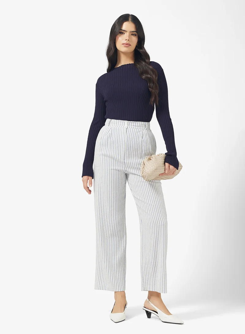 FYOR Light Blue Striped Wide-Leg Pants – Breezy & Stylish Fit