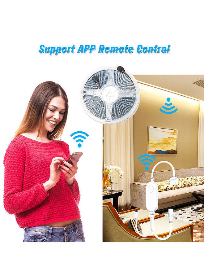 WIFI LED Strip Lights Kit 10m/32.8ft Length RGB Smart Light Strip Tuya APP Remote Control Dimmable Changing Color Compatible With Amazon Alexa Google Home for Bar Home Decoration