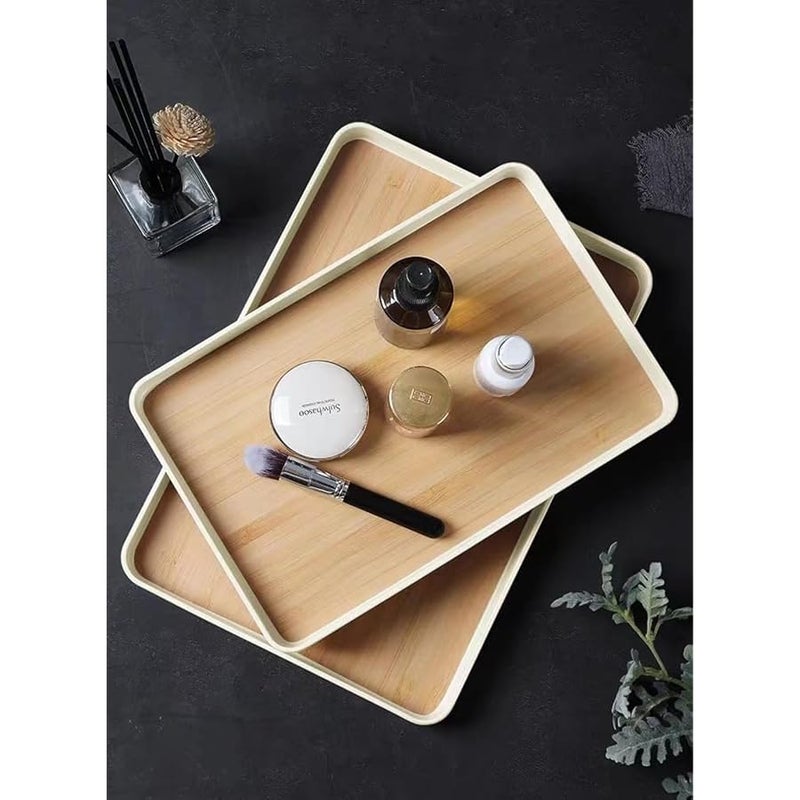 Al Mufarrej Housewares Melamine Serving Trays for Tea and Coffee, Set of 3 (Beige) - Image 1
