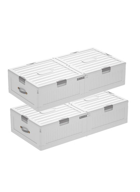 Pack of 2 Space-Saving Drawer-Style Folding Under Bed Storage Box with Wheels 24cm