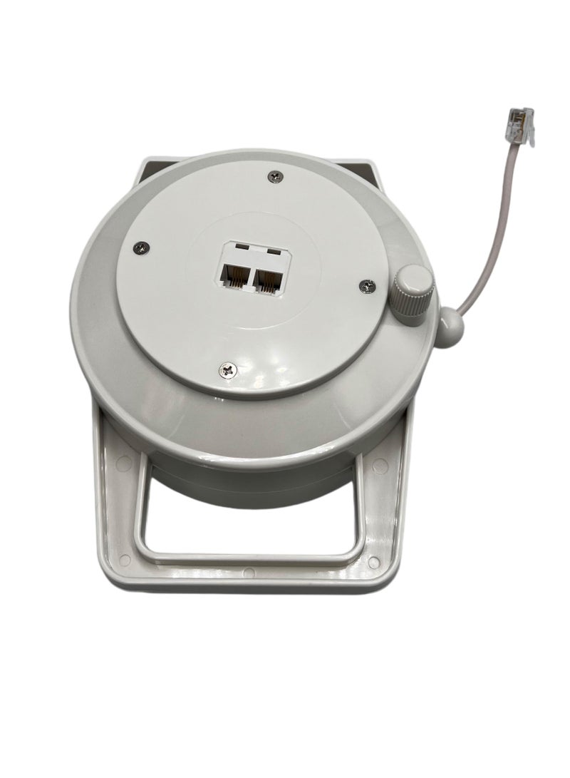Hi-Tech Telephone Extension Cable Reel 10m – Durable & Tangle-Free Wire for Landlines & Office Phones, Compact Reel Design, White  - Image 1