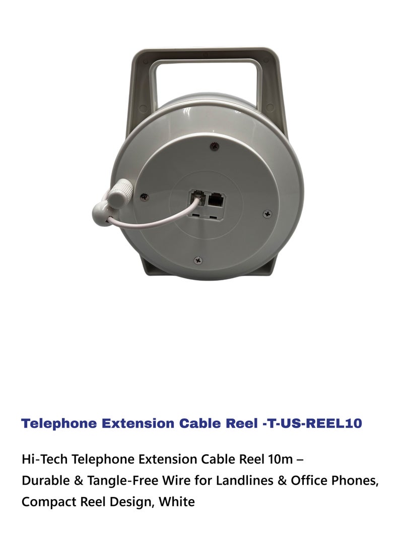 Hi-Tech Telephone Extension Cable Reel 10m – Durable & Tangle-Free Wire for Landlines & Office Phones, Compact Reel Design, White  - Image 3