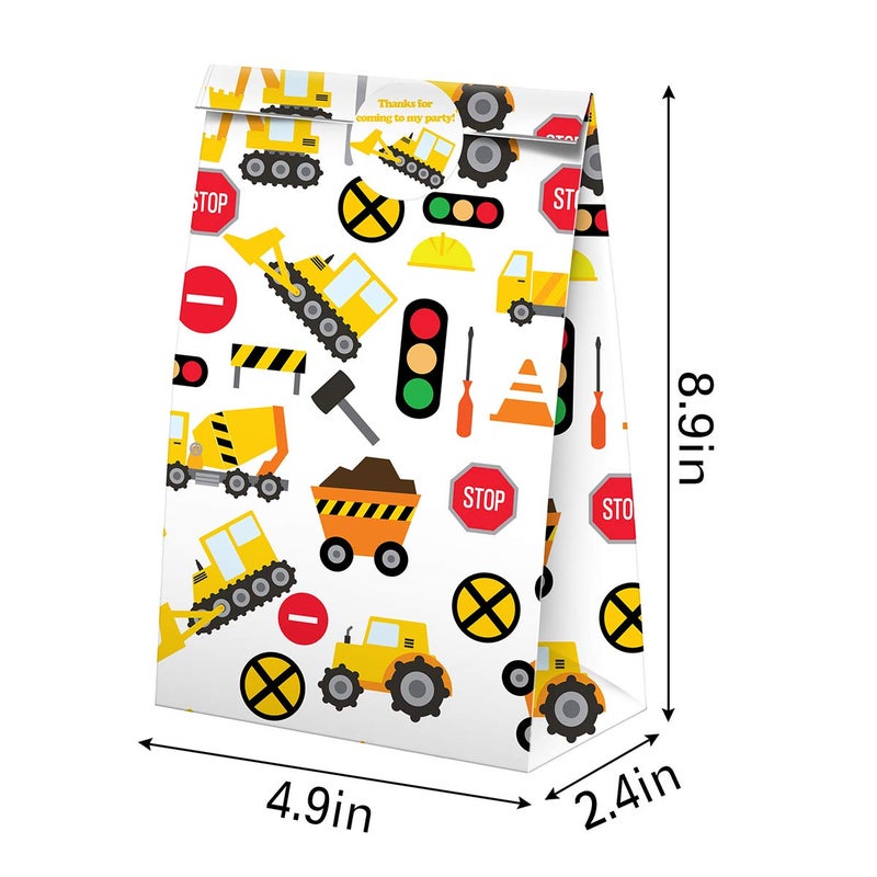 BonBeeDesign Construction Party Favors Candy Bags with Stickers - Construction Goodie Gift Treat Bags - Construction Themed Birthday Party Supplies - Image 2