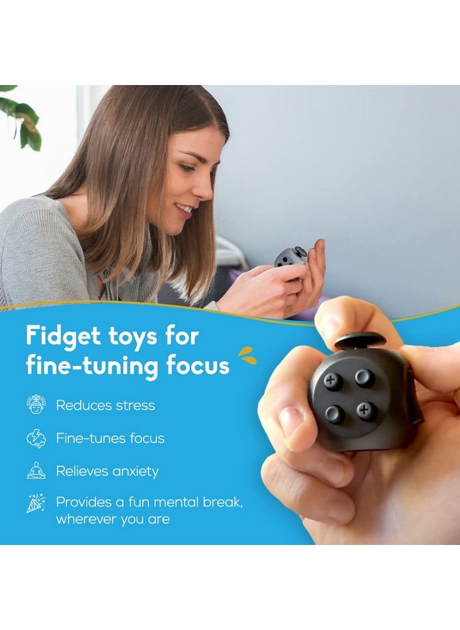PILPOC - Thefube Fidget Cube - 6 Sided Fidget Toys For Adults And Kids - Fidget Cube Toy For Stress Relief & Focus - Audible/Silent Fidget Cube For Kids, With Carry Case (Midnight Sapphire) - Image 1