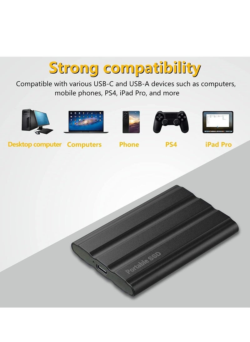 Generic - External Hard Drive, External Portable SSD, Computer Hard Drives, Ultra Slim USB 3.1 Type-C with USB-A, Easy to Carry Black - Image 1