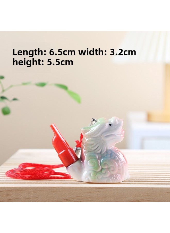 Zodiac Water Whistle Ceramic With Plastic Whistle Whistle Kindergarten Children's Toys Scenic Spot Stall Wholesale-Specifications:Dragon Belt Rope  - Image 1