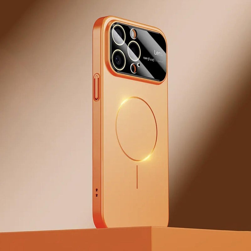 erorex For Iphone 15 Pro Large Window Magsafe Frosted Pc Phone Case(Orange) - Image 1