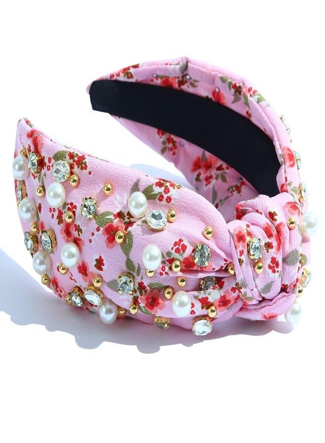 فيدانس طوق رأس مرصع بالجواهر للنساء، طوق رأس مزين بزهرة وردية ملونة، طوق شعر مرصع بأحجار الراين الكريستالية، إكسسوارات شعر بوهيمية - Image 2