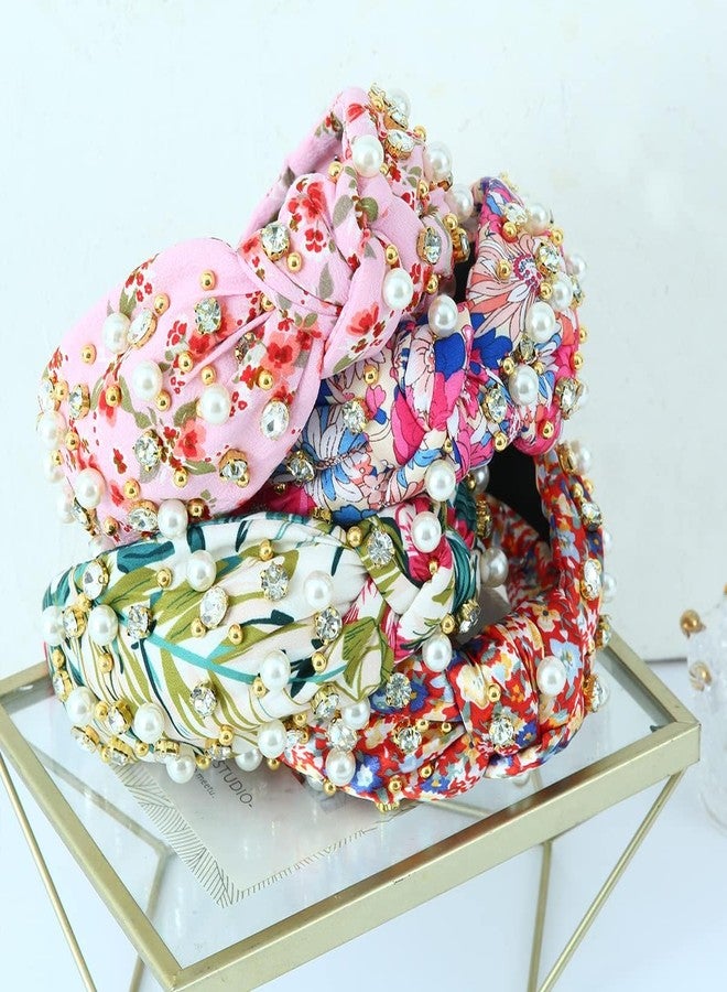 فيدانس طوق رأس مرصع بالجواهر للنساء، طوق رأس مزين بزهرة وردية ملونة، طوق شعر مرصع بأحجار الراين الكريستالية، إكسسوارات شعر بوهيمية - Image 4