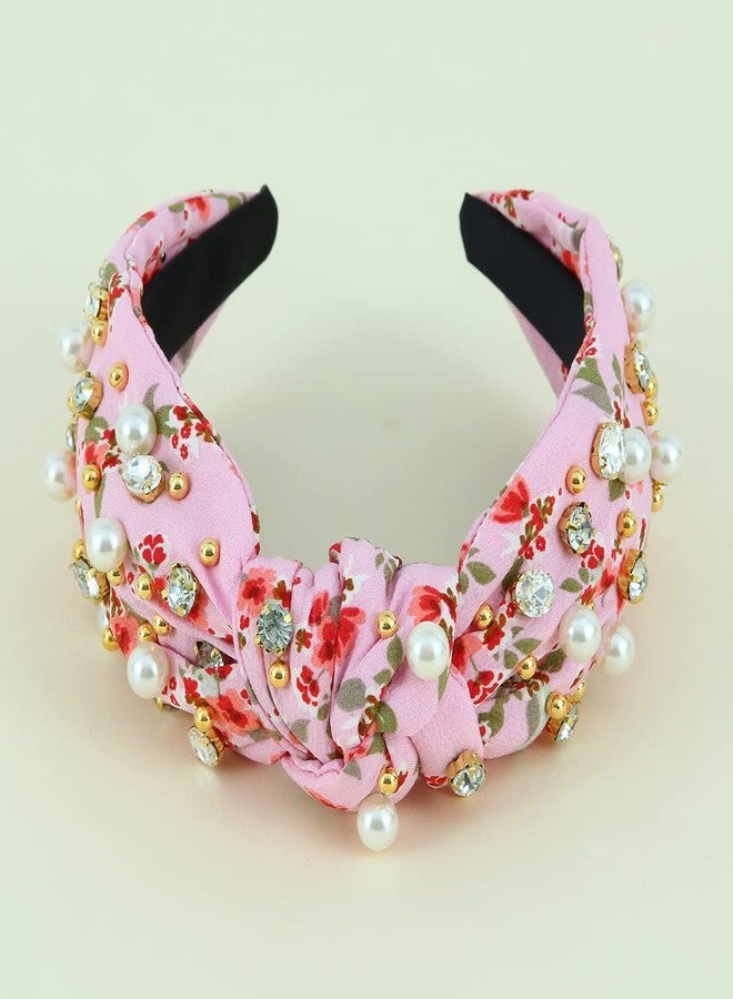 فيدانس طوق رأس مرصع بالجواهر للنساء، طوق رأس مزين بزهرة وردية ملونة، طوق شعر مرصع بأحجار الراين الكريستالية، إكسسوارات شعر بوهيمية - Image 5