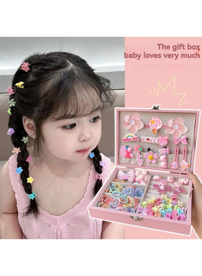 156 PCS Hair Accessories Set, Girls Hair Dress Up Kit with Jewelry Box, Hair Ties, Hair Clips, Princess Dress Up Toys Deluxe Set, Gift Toys for Age 3 4 5 6 7 8 9 10 Girls Kids Toddlers - Image 2