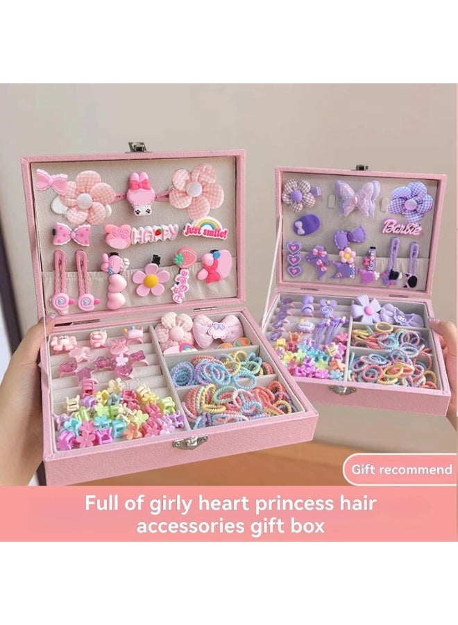 156 PCS Hair Accessories Set, Girls Hair Dress Up Kit with Jewelry Box, Hair Ties, Hair Clips, Princess Dress Up Toys Deluxe Set, Gift Toys for Age 3 4 5 6 7 8 9 10 Girls Kids Toddlers - Image 3