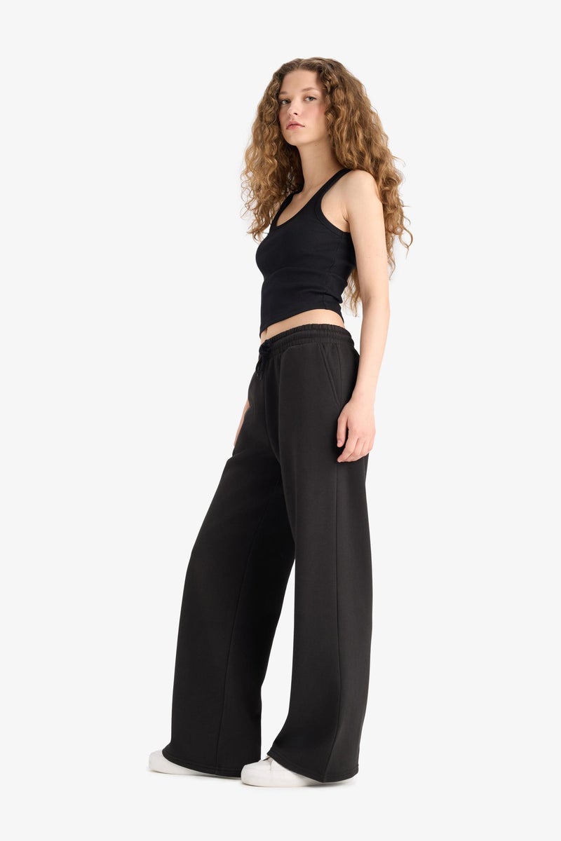 DeFacto Black Woman Straight Fit Regular Hem With Pockets Thick Sweatshirt Fabric Trousers Casual - Image 5