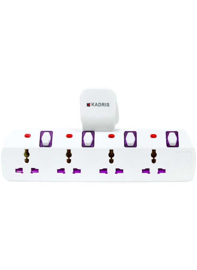 KADRIS Multi Plug Extension Socket with individual switches, Extender Wall Socket 4 Way Multiple Electrical Outlet Adaptor, Electrical Power Extender Outlet Adaptor, T Socket for Home, Office, Kitchen  - Image 1