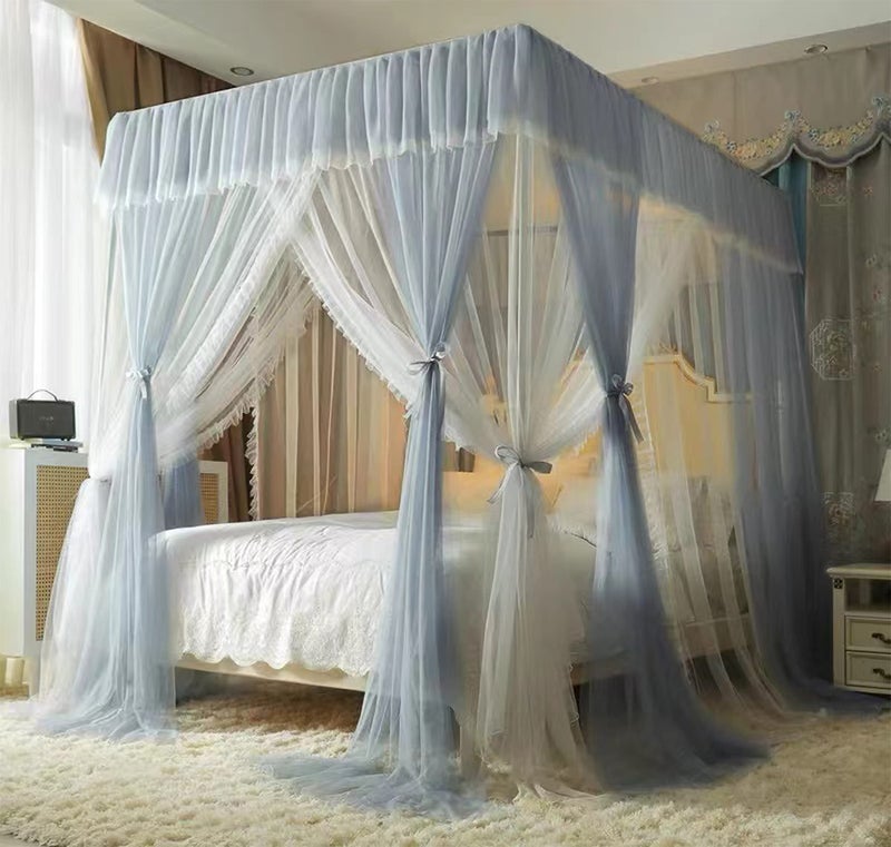 Mosqutent Full Size Thicken Stainless Steel Bed Canopy Frame, 4-Poster Canopy Bed Frame with Mosquito Curtains, Sturdy & Durable - Image 2