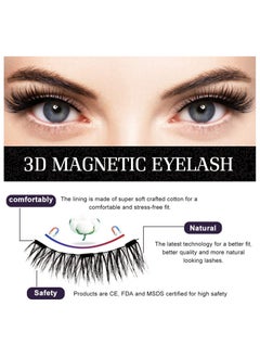 Generic Magnetic eyelashes without eyeliner, reusable magnetic false eyelashes natural look 3D dual magnets extension soft individual false eyelashes no glue with tweezers for women makeup  - Image 3
