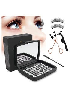 Generic Magnetic eyelashes without eyeliner, reusable magnetic false eyelashes natural look 3D dual magnets extension soft individual false eyelashes no glue with tweezers for women makeup  - Image 1