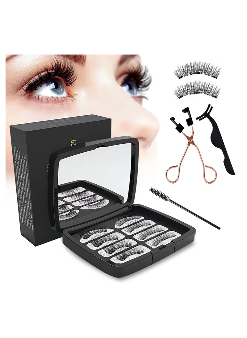 Generic - Magnetic eyelashes without eyeliner, reusable magnetic false eyelashes natural look 3D dual magnets extension soft individual false eyelashes no glue with tweezers for women makeup - Image 1
