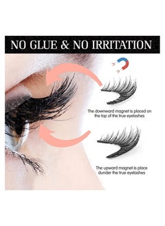 Generic Magnetic eyelashes without eyeliner, reusable magnetic false eyelashes natural look 3D dual magnets extension soft individual false eyelashes no glue with tweezers for women makeup  - Image 5
