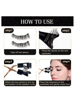 Generic Magnetic eyelashes without eyeliner, reusable magnetic false eyelashes natural look 3D dual magnets extension soft individual false eyelashes no glue with tweezers for women makeup  - Image 4
