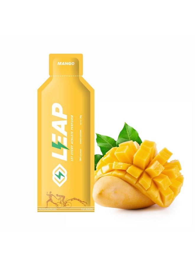 LEAP - Endurance Gels For Running, Energy Gel For Cycling, Gel Pack, Energy Gel With Natural Ingredients For Easy Digestion And Quick Energy, Contains Amino Acids And Mct Oil (18 Sachets) (Mango) - Image 1