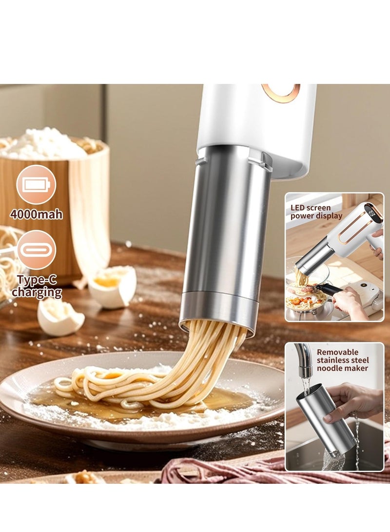 والالا ماكينة صنع المعكرونة الكهربائية المحمولة، ماكينة صنع المعكرونة اللاسلكية 5 في 1، ماكينة صنع المعكرونة الأوتوماتيكية مع قوالب تشكيل للنودلز رامين، لون أبيض - Image 4